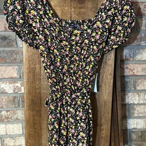 Black Tape Ditsy Mustard Floral Romper